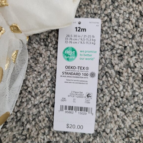 Carter's Baby Girls Off White Dress with Pokeadots 12 Months New with Tag! - Picture 7 of 7